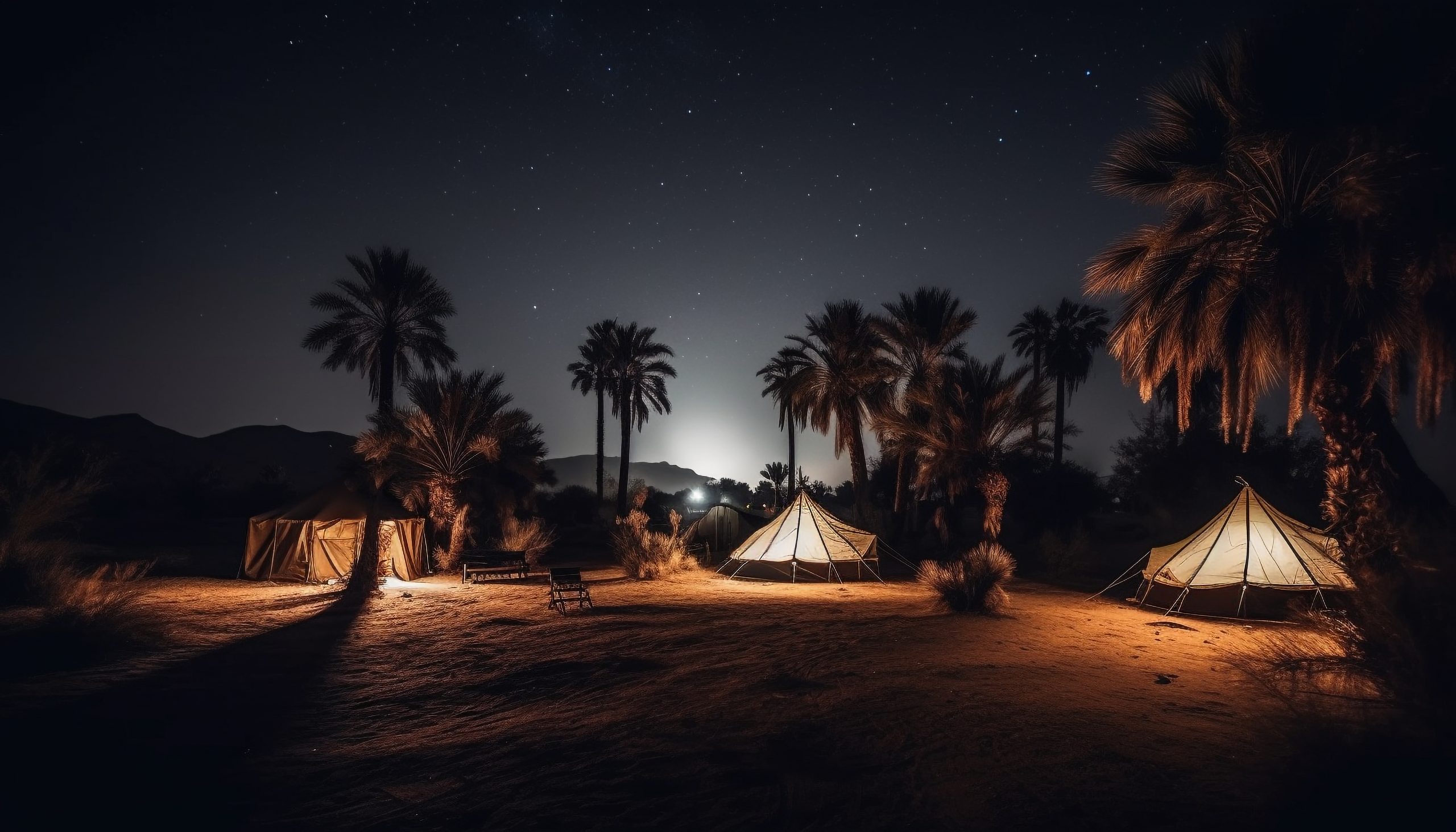 Camping under the Milky Way, a serene adventure generated by artificial intelligence