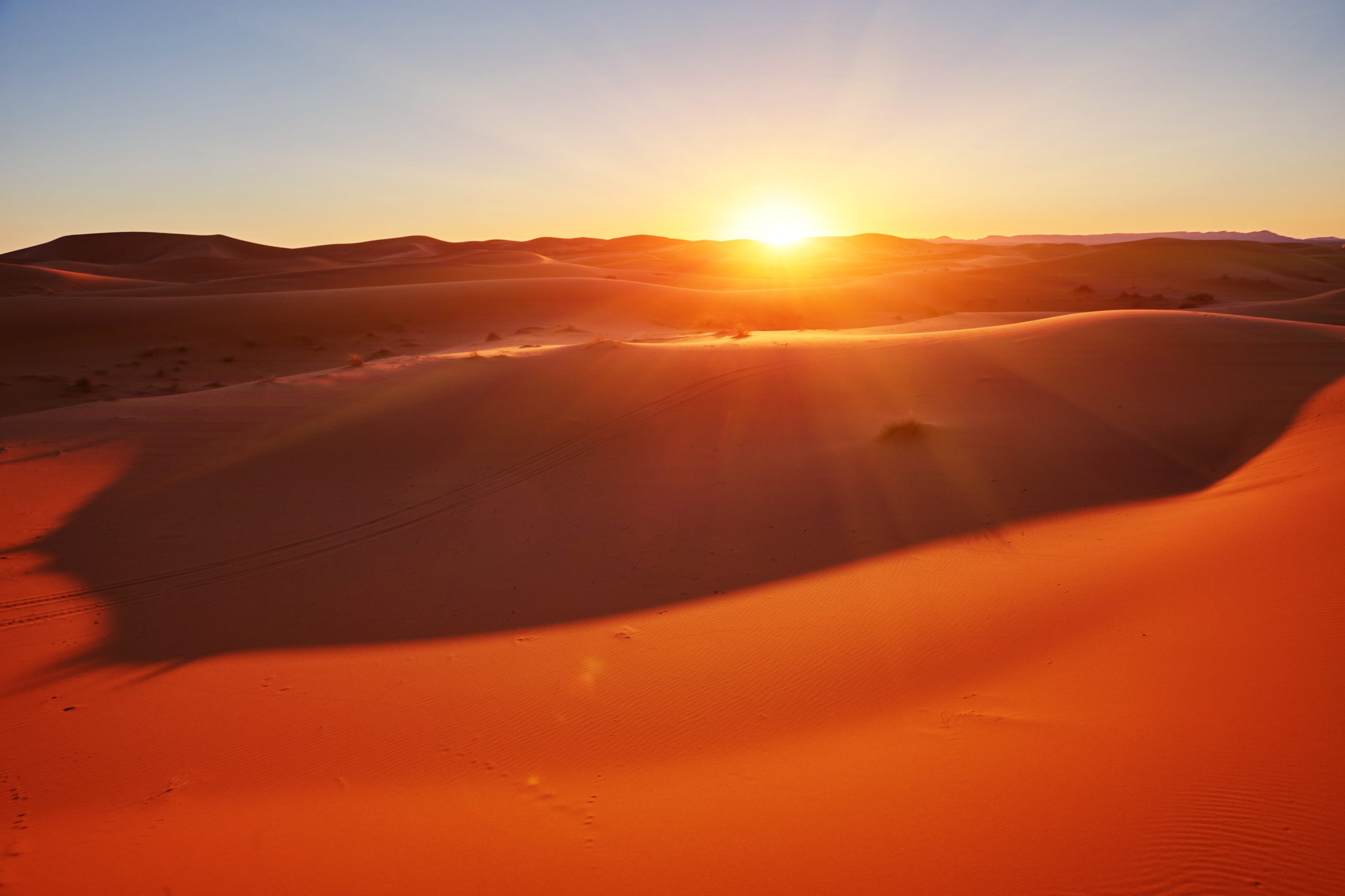 Beautiful sand dunes in the Sahara desert, Merzouga, Morocco